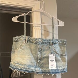 Zara Blue Denim crop top